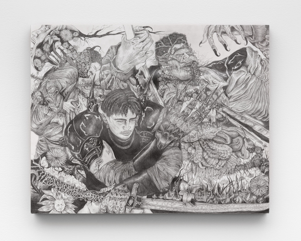 <i>Briar of Marauding</i>, 2024. Pen and ink on paper mounted on board, 19 x 24 in (48.3 x 61 cm)